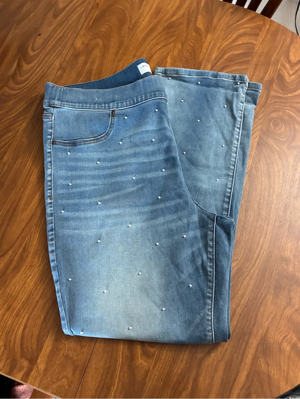 Lane Bryant Light Blue Straight Leg Jeans with Stud Accents